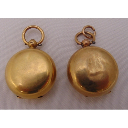 398 - Two 9ct gold sovereign cases with suspensory loops