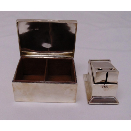 423 - A Victorian hallmarked silver rectangular table cigar cutter circa 1890 and a hallmarked silver rect... 