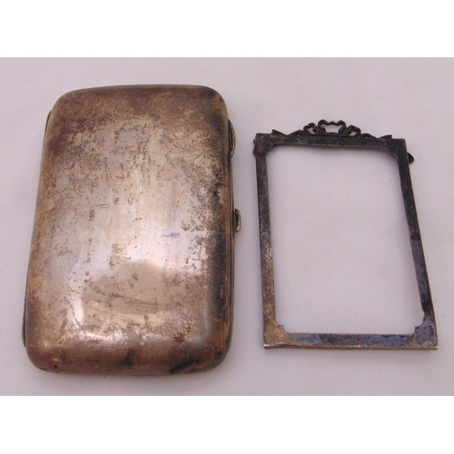 450 - A hallmarked silver cigar case and a hallmarked silver photograph frame, approx total weight 163g