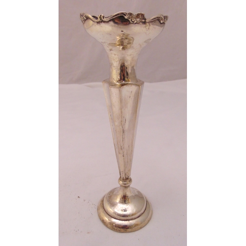 458 - A hallmarked silver stem vase, panelled sides, Chester 1901, 25cm (h)