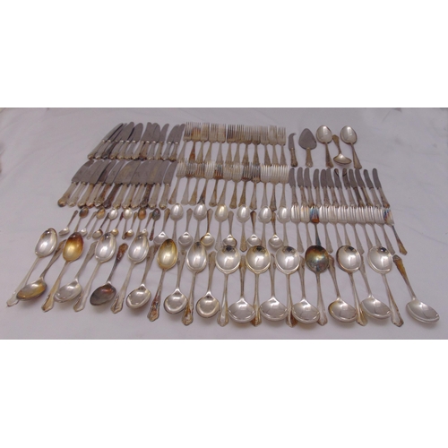 491 - A quantity of silver plated flatware for twelve place settings to include knives, forks and spoons