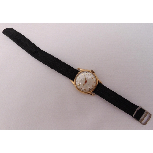 308 - Mappin 9ct gold gentlemans wristwatch on replacement strap