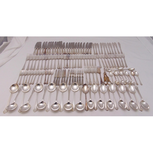 418 - A quantity of Dubarry pattern silver plated flatware to include knives, forks, spoons and soup spoon... 