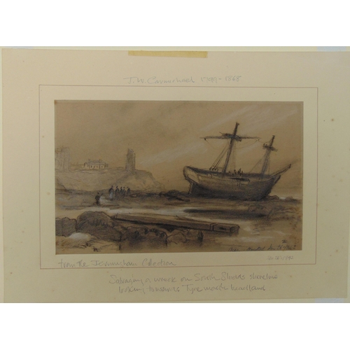 69 - Attributed to James Wilson Carmichael three pencil drawings part of Jerningham Collection exhibited ... 