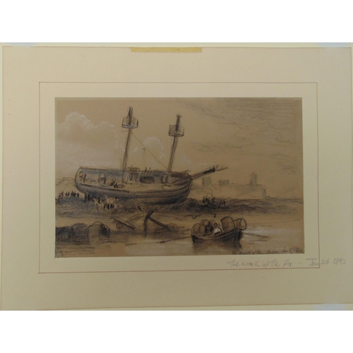 69 - Attributed to James Wilson Carmichael three pencil drawings part of Jerningham Collection exhibited ... 