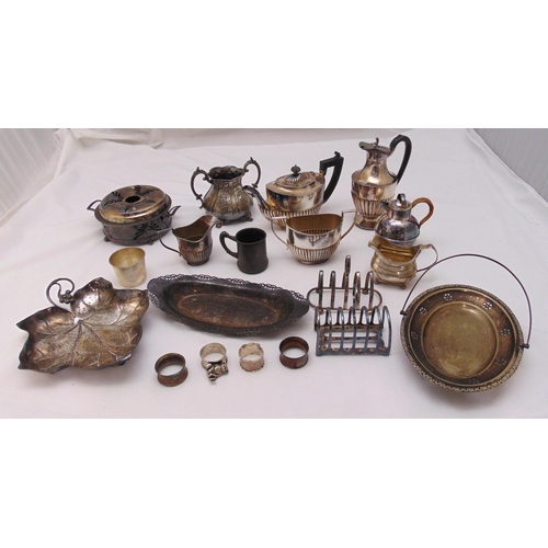 373 - A quantity of silver plate to include a teaset, toast rack and dishes