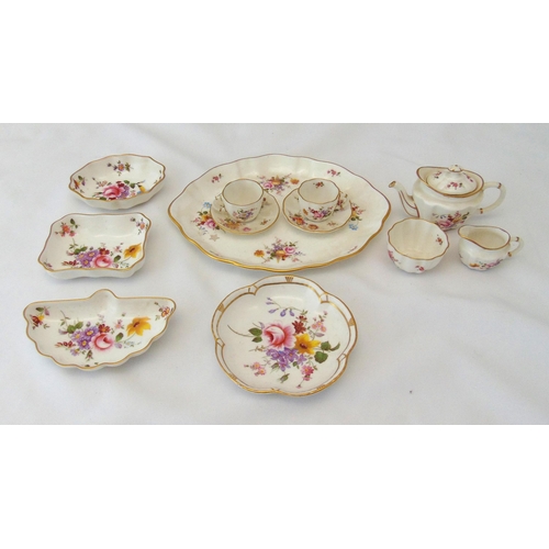 156 - A quantity of Royal Crown Derby porcelain to include a miniature teaset and bonbon dishes (12)