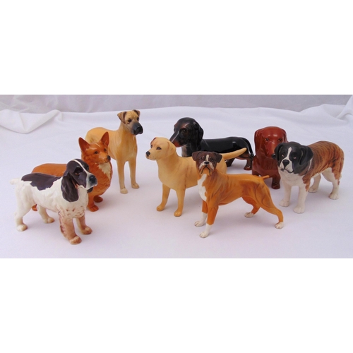 182 - Eight Beswick figurines of various dog pedigrees, marks to the bases (8)