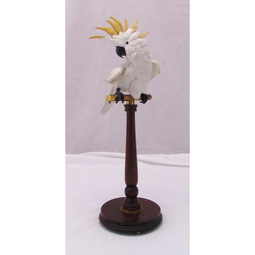 184 - Richard Roberts, Border Fine Arts limited edition of a Cockatoo on turned wooden and brass stand, 36... 