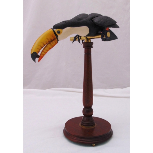 185 - Richard Roberts, Border Fine Arts limited edition of a Toucan on turned wooden and brass stand, 486 ... 