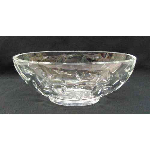 199 - Tiffany and Co. oval glass bowl on raised oval base, marks to the base, 13 x 33 x 17cm