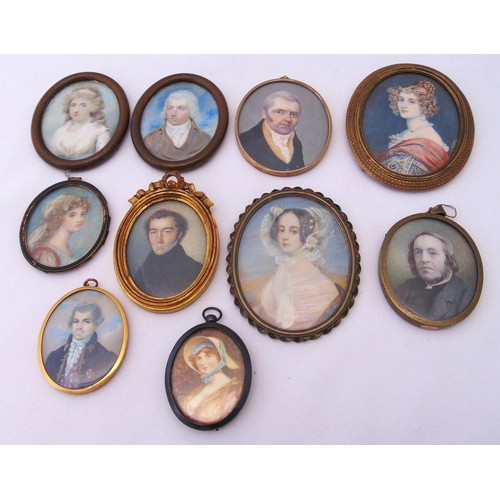 251 - A quantity of early 19th century to early 20th century miniatures of distinguished ladies and gentle... 