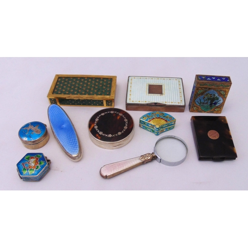 261 - A quantity of collectables to include boxes, card cases, magnifying glass and a nail buffer (10)