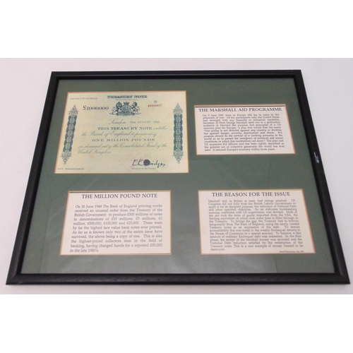 280 - A framed and glazed limited edition replica 39/100, presentation £1000000 Treasury Note for The Mars... 