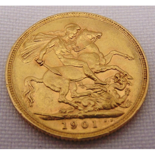 287 - 1901 Victorian gold sovereign