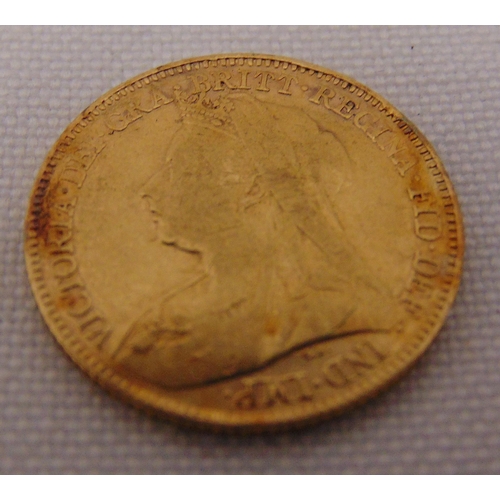 290 - 1896 Victorian gold half sovereign