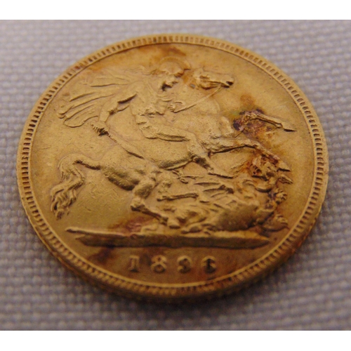 290 - 1896 Victorian gold half sovereign