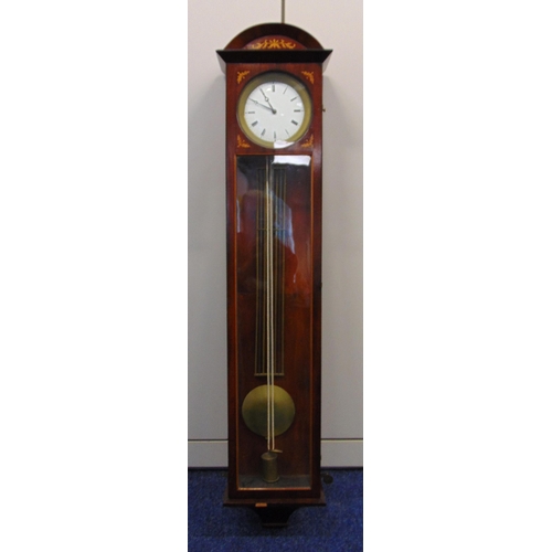 292 - A Viennese mahogany wall regulator, the rectangular case with inlaid satinwood decoration, circular ... 