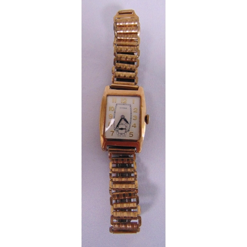 301 - Cyma 9ct gold mid 20th century gentlemans wristwatch on replacement gold plated bracelet