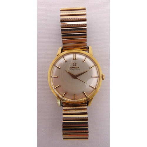 303 - Omega 9ct gold gentlemans wristwatch on replacement expanding bracelet