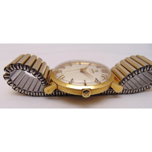 303 - Omega 9ct gold gentlemans wristwatch on replacement expanding bracelet