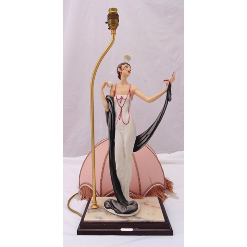 31 - A Crown Naples Art Deco style figural table lamp titled Florence in the Erte Style on raised rectang... 