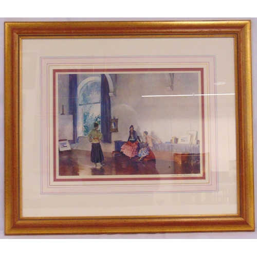 44 - Russell Flint framed and glazed polychromatic lithograph of an interior scene, signed bottom right, ... 