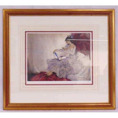 45 - Russell Flint framed and glazed polychromatic lithograph of a lady looking at jewellery limited edit... 