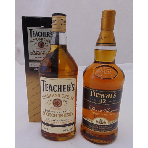 481 - Dewars 12 year old Special Reserve blended Scotch whisky 1990s bottling 1 litre 43% and Teachers 199... 