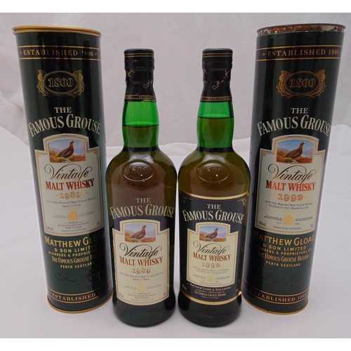 483 - The Famous Grouse malt whisky, two 70cl bottles 1989 and 1992, both in original packaging