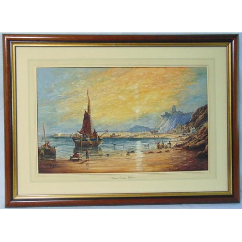 67 - Peter Leath framed watercolour titled Summer Evening Folkstone, signed bottom left, 31.5 x 51.5cm