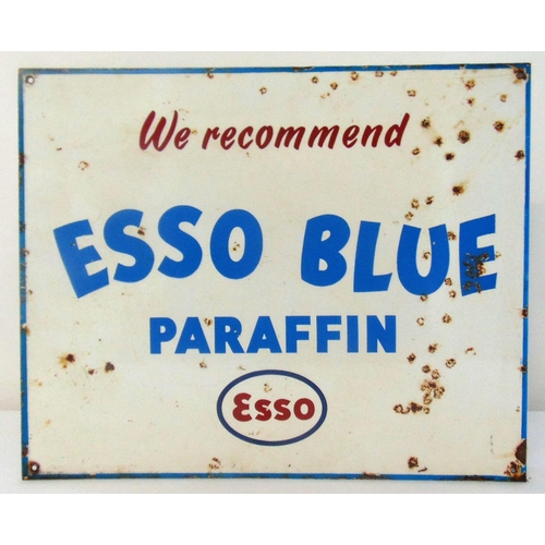 163 - Esso Blue Parafin double sided rectangular enamel sign, 46 x 56cm