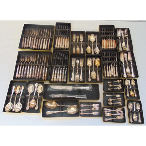 410 - Dixon of Sheffield silver plated flatware to include knives, forks, spoons and a carving knife and f... 