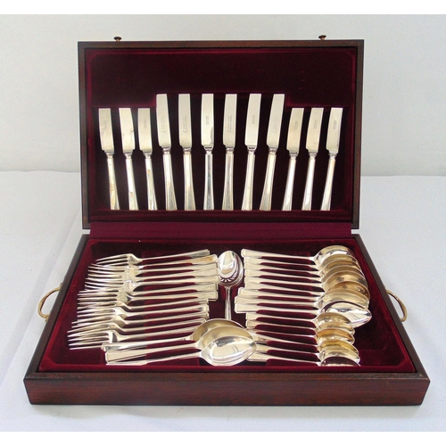 412 - A canteen of Art Deco style silver plated flatware for six place settings by Osborne