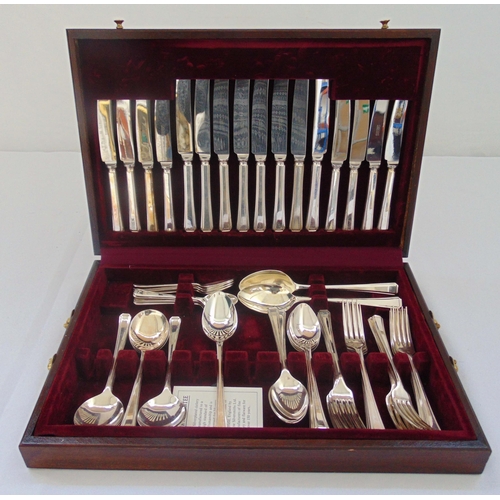 413 - A canteen of Art Deco style silver plated flatware for six place settings by Osborne