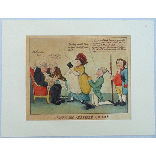 44 - A watercolour after Thomas Rowlandson, Swearing a bastard child, 27.5 x34cm