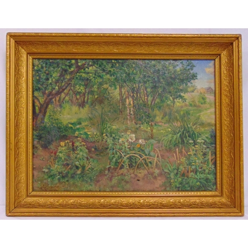 50 - Khariton Platonovich Platonov (1842-1907) framed oil on canvas of a Russian Garden, signed bottom ri... 