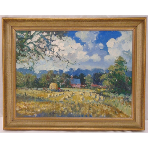 52 - Geoffrey Chatten framed oil on panel of a country landscape, signed bottom right, 46 x 61cm, ARR app... 