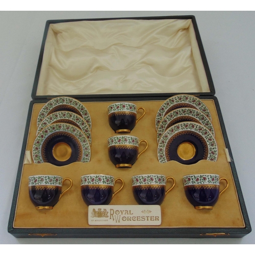 78 - A Royal Worcester cased coffee set for six place settings to include cups and saucers