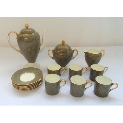 79 - A Wedgwood bone china coffee set to include a coffee pot, cream jug, sugar bowl, cups and saucers (1... 