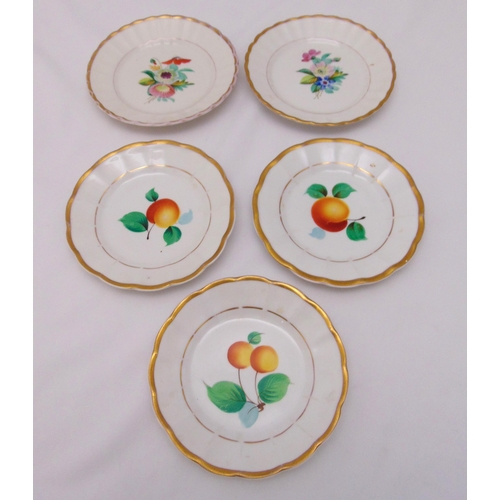 84 - Five KPM hand painted fruit plates, marks to the bases, 17.5cm (d)