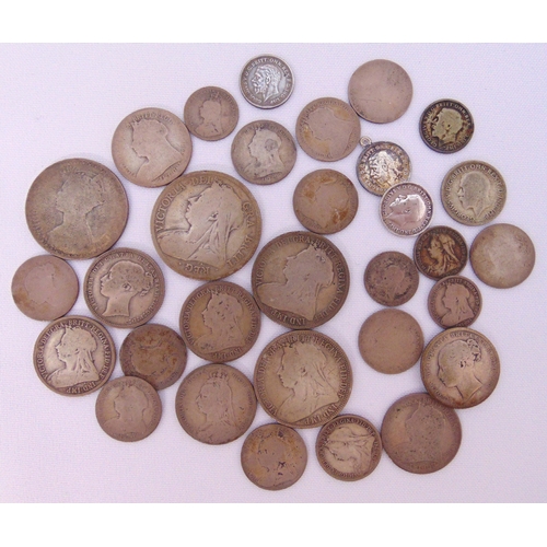 216 - A quantity of GB pre 1920 and pre 1947 silver coins, mainly Victorian