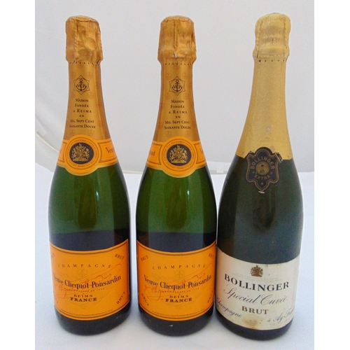 226 - Bollinger Special Cuvee Brut champagne 75cl and two 75cl bottles of Veuve Cliquot Ponsardin Champagn... 