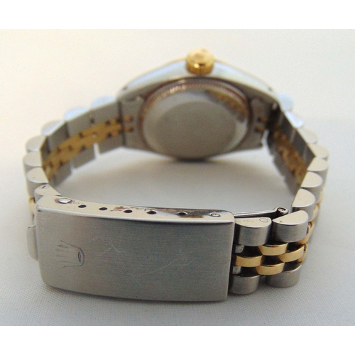 278 - Rolex Oyster Perpetual Date ladies stainless steel and gold wristwatch to include box, paperwork and... 