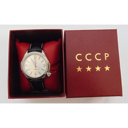 295 - CCCP Shchuka model 1970 gentlemans wristwatch (named after Russian submarine) date window, silvered ... 