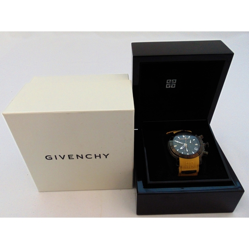 299 - Givenchy gentlemans GV.5220J chronograph, three sub dials and date window, 47mm gloss black PVD coa... 