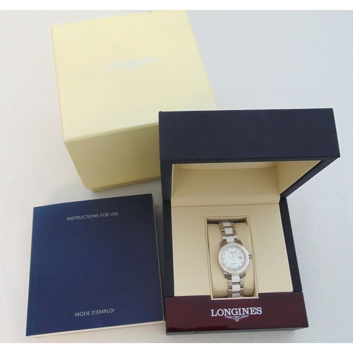 300 - Longines stainless steel ladies wristwatch to include box and paperwork