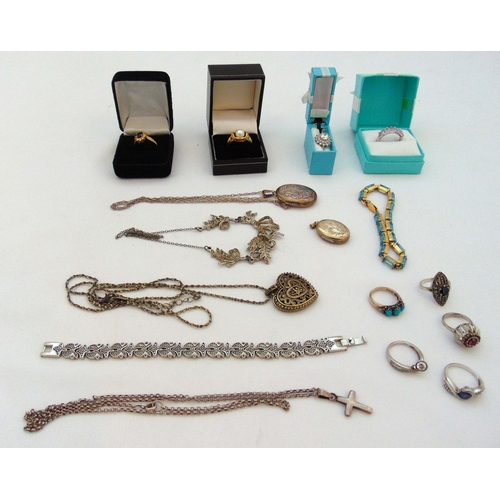 308 - A quantity of silver and costume jewellery to include rings, necklaces and bracelets