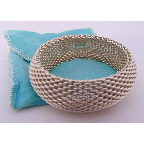 311 - Tiffany and Co. sterling silver Somerset mesh bangle