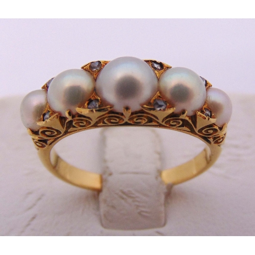 320 - Gold pearl and diamond cocktail ring, tested 14ct, approx total weight 5.7g